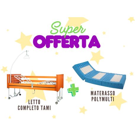 KIT LETTO ELETTRICO IN LEGNO TAMI E MATERASSO ANTIDECUBITO ESPANSO COMPOSITO POLYMULTY