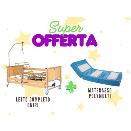 KIT LETTO ELETTRICO IN LEGNO ONIRI E MATERASSO ANTIDECUBITO ESPANSO COMPOSITO POLYMULTY