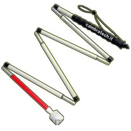 BASTONE BIANCO CANADESE IN GRAFITE CON MANICO COLORATO PUNTA ROLLER
