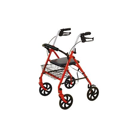 WIMED ROLLATOR IN ACCIAIO ROSSO CON SEDILE